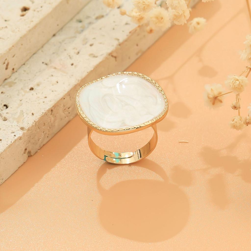 Jewelry niche design sense irregular round dripping oil white bracelet necklace stud earrings ring set