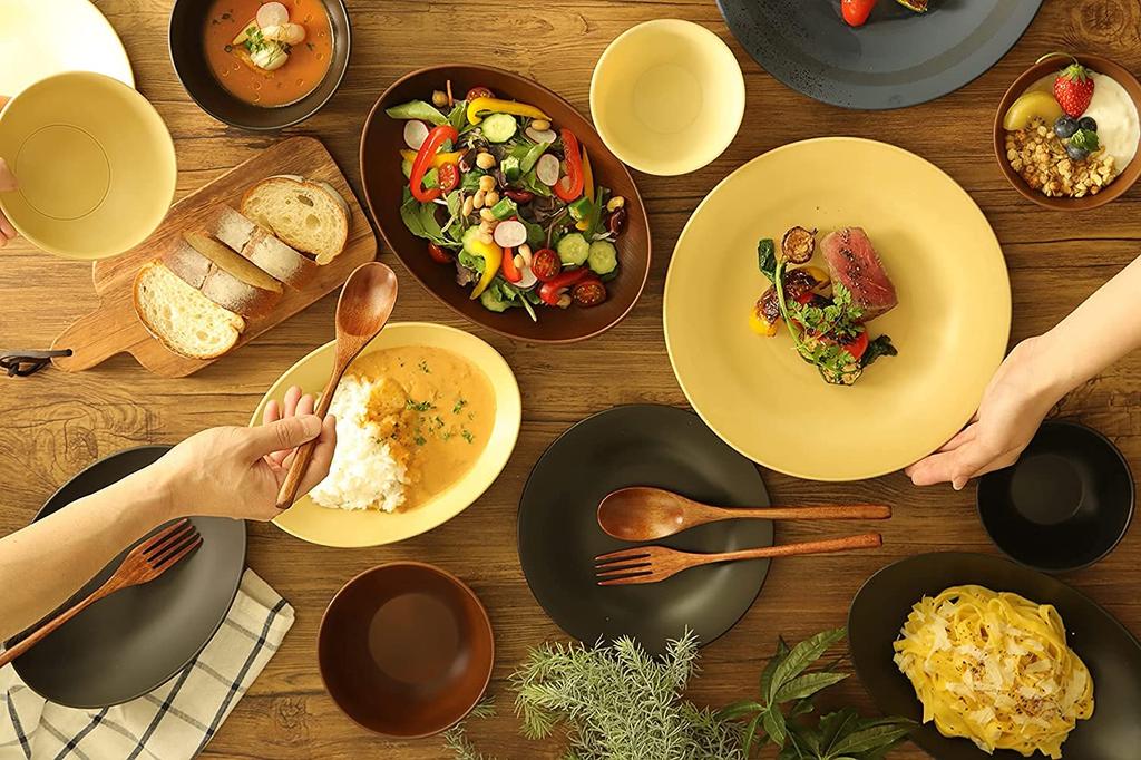 Rebirth Natural Series Dinnerware Perfect for Single Made In Dishwasher and Microwave Safe Set, 10-Piece Set, A, Living, Japan, Plastic, Lightweight,