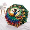 1pc Peacock Feather Design Automatic Folding Umbrella - Portable 3-Fold Design, 8-Rib Iron Frame Outdoor Umbrella, Festival Gift for Fans, Travelers,