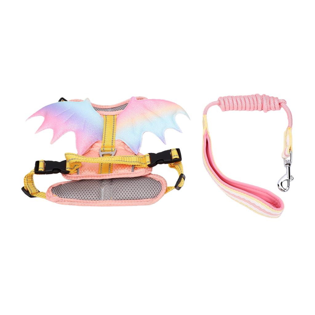 Pet Harness Reflective Anti Pull Pink 3D Puppy Chest Harness and Leash Set for Outdoor