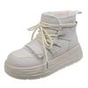 Brand Real Soft Leather Thickened Warm Snow Boots Women's 2025 Korean Version Lace-up Thick-soled Large Cotton Shoes Velvet Short Boots