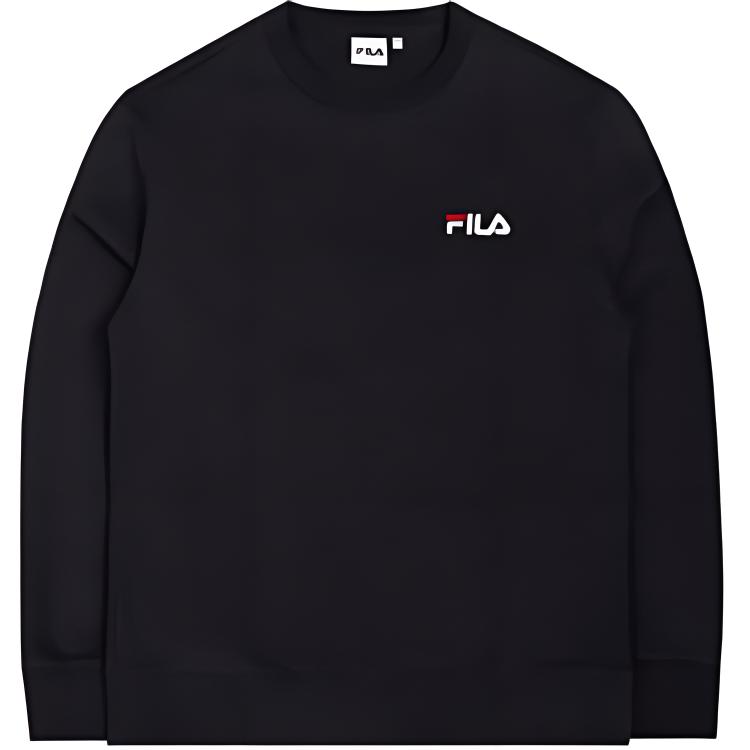 FILA Solid Color Logo Round Neck Pullover Long Sleeve T-Shirt Men tops Dark-Blue FS2POC1101X-INA