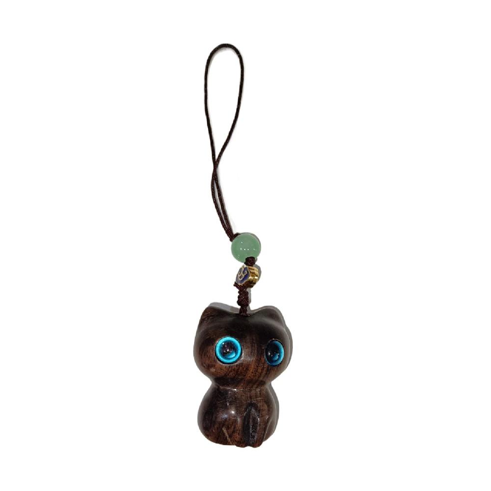 Strawberry Sandalwood Key Chain Chinese Style Lucky Cat Pendant Lucky Key Chain Strap  Men