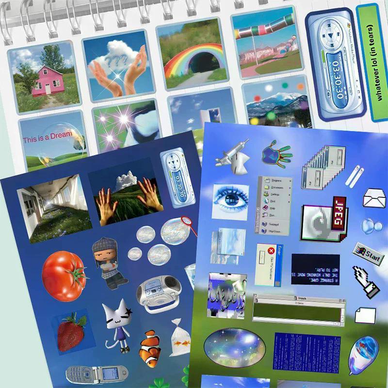 8/16 Sheets DIY Decoration Y2k Gen Z Electronic Memories Style Retro Dreamcore Collages Journals Diary Scrapbook Stickers
