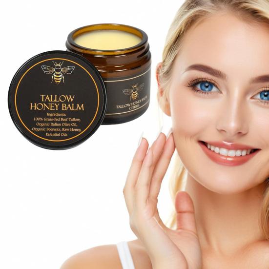 Beef Tallow Honey Balm for Face Body Natural Facial Moisturizer 57g Nourishing Balm for All Skin Types