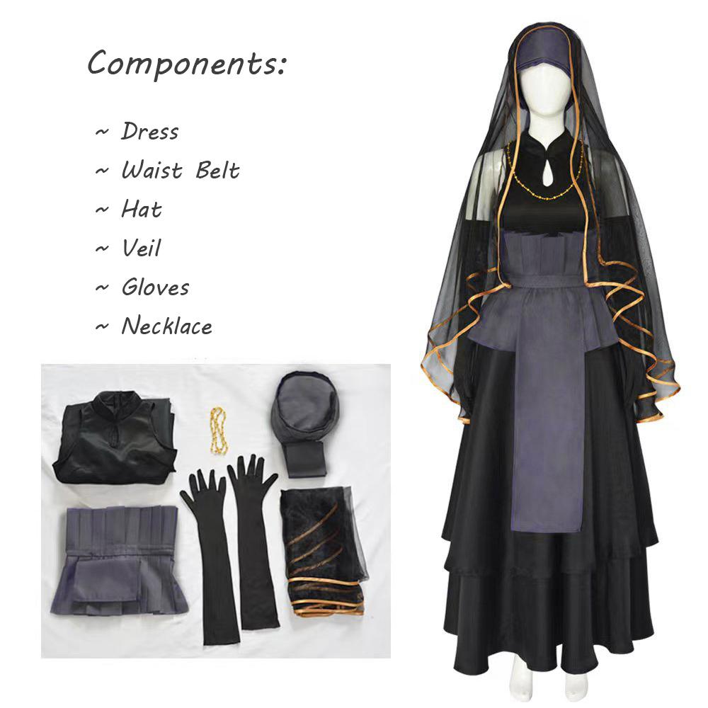 

The Last Hyūga Hinata Black Wedding Dress Cosplay Anime Clothing Halloween Costumes For Women Gothic Black Dresses ACGN Party XXL