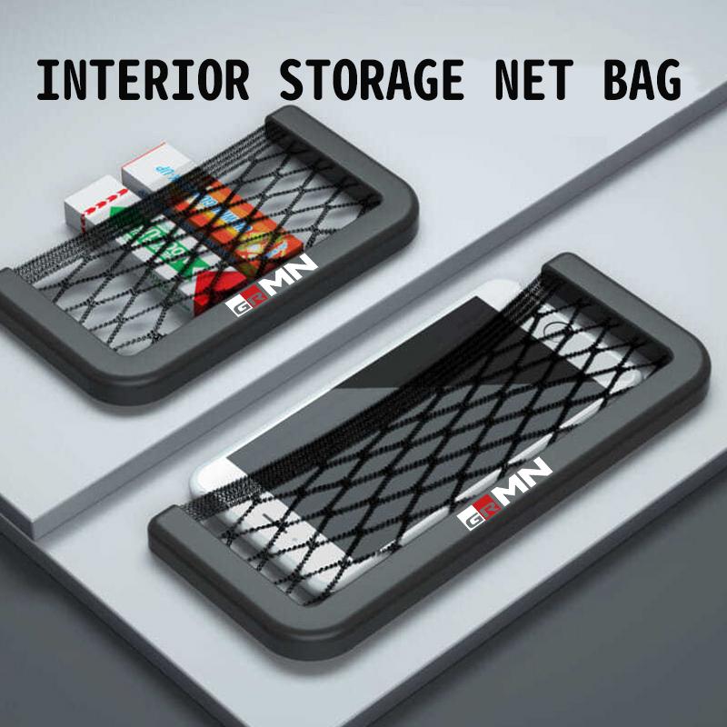 Car Seat Back Bag Trunk Seat Elastic String Net Magic Sticker Storage Bag For Toyota Crown Yaris Corolla Prius Auris GR Avalon