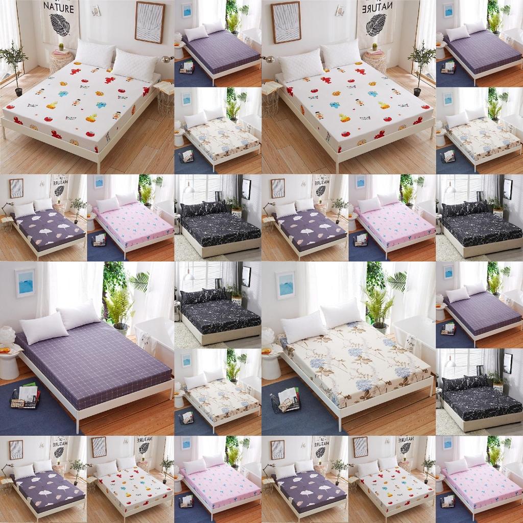 Bed Sheet Fitted Cover Without Pillowcase Floral Printed Single Double Size King