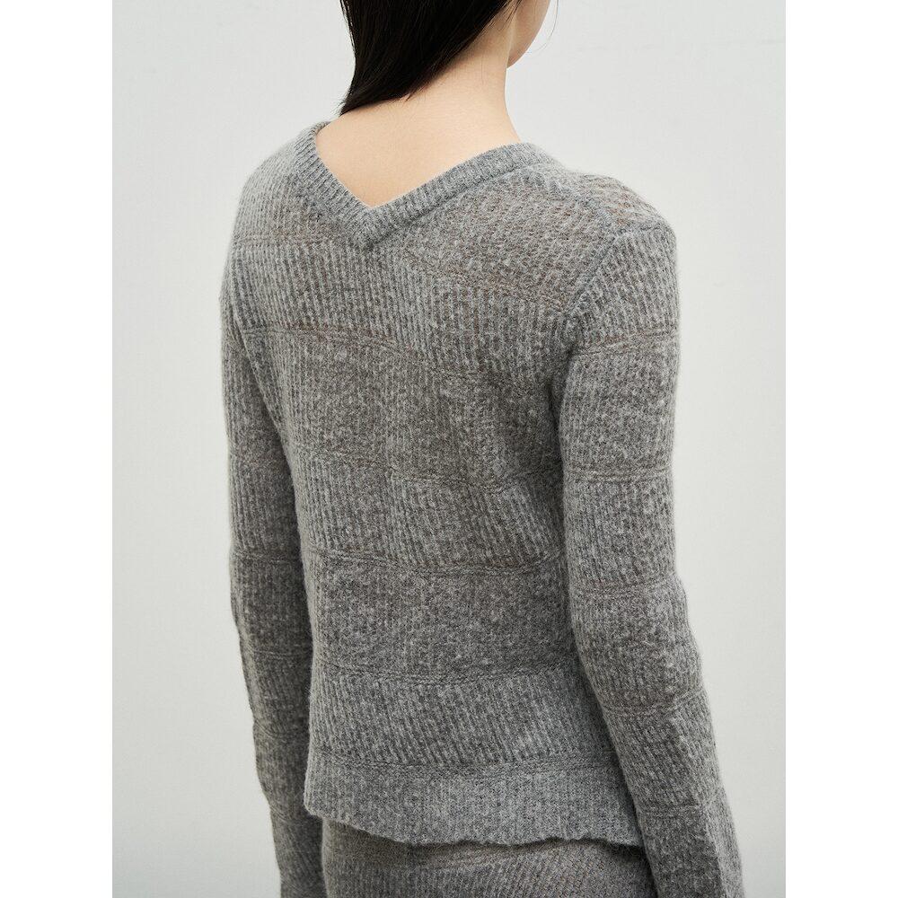 Anggae Alpaca Blend Round Pullover Gray