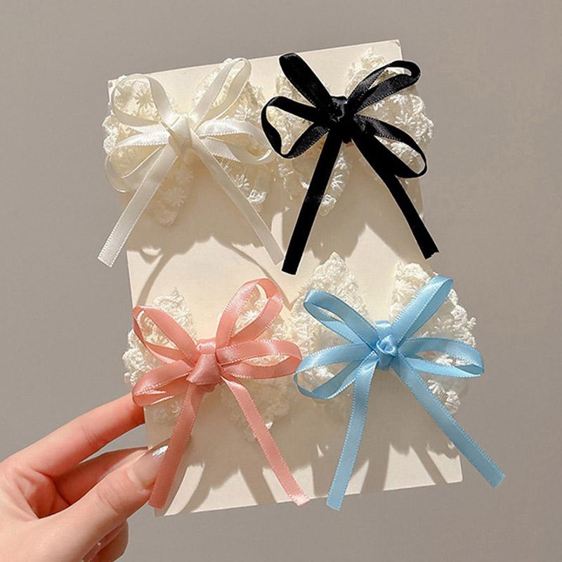 2 Pièces/Ensemble Pinces à Cheveux Bébé Nœud en Dentelle Ruban Doux Petites Filles Tout-Petites Épingles à Cheveux Princesse Accessoires Mignons pour Cheveux de Côté pour Filles