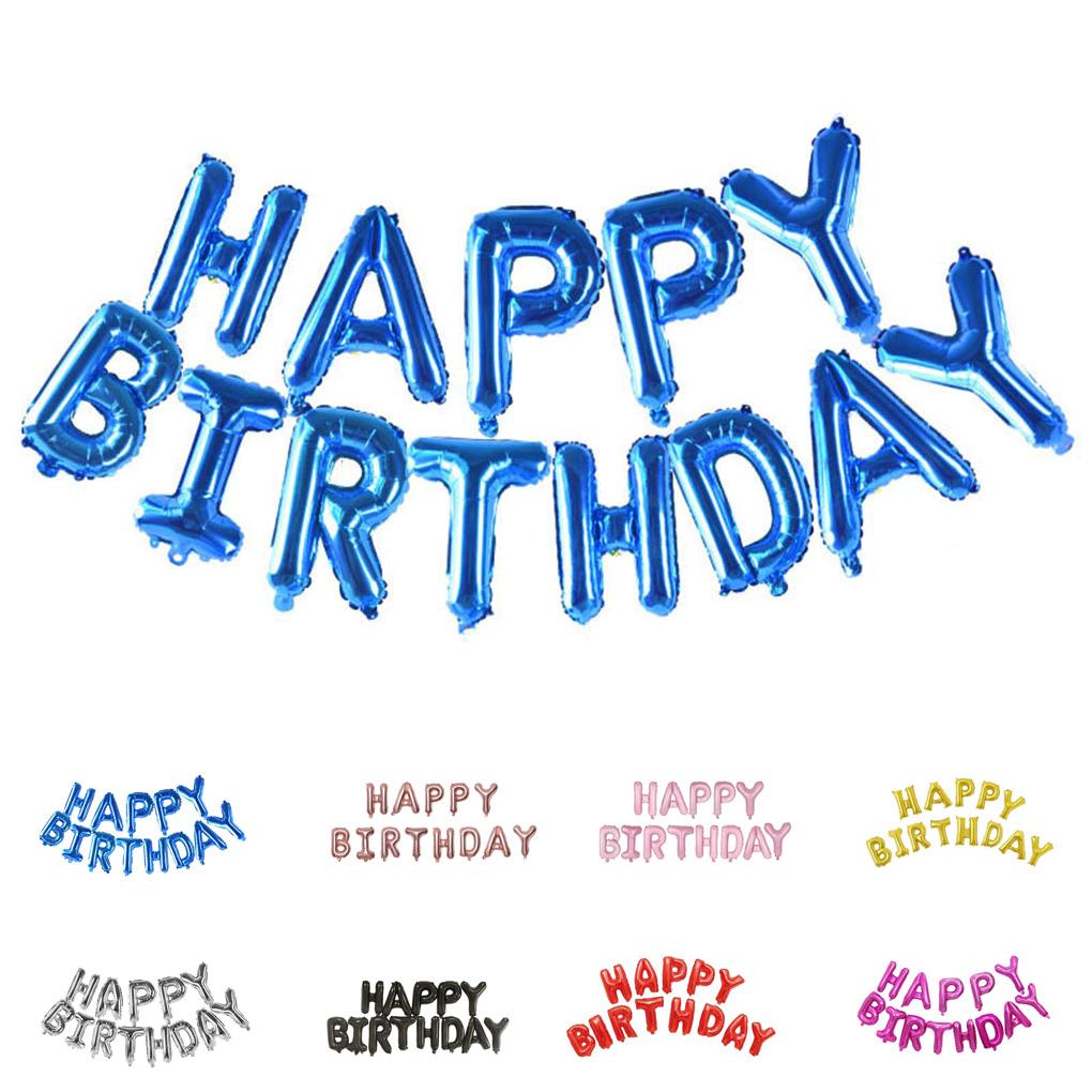 13 teile/satz 16 Zoll Alles Gute Zum Geburtstag Aluminium Ballon Geburtstag Party Buchstaben Ballon Dekorationen