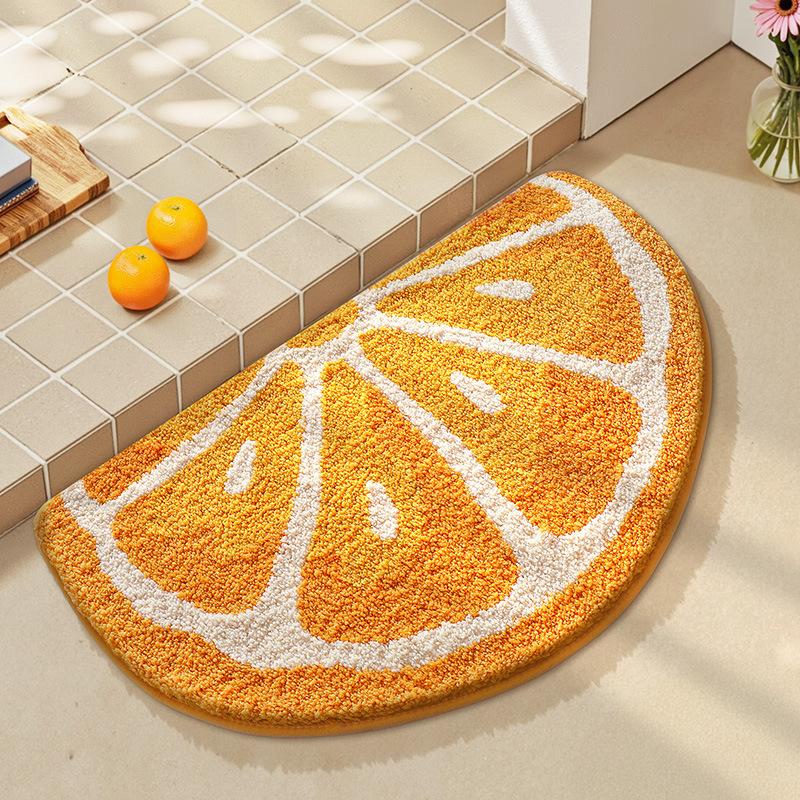 2026 Simple Fruit Bathroom Floor Mat Toilet Semicircular Absorbent Carpet Toilet Non-slip Mat Door Mat