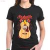 Cotton T Shirt With Cartoon Acoustic Guitar Nashville All Vintage Casual Stylish Breathable Unisex Fashion Streetwear