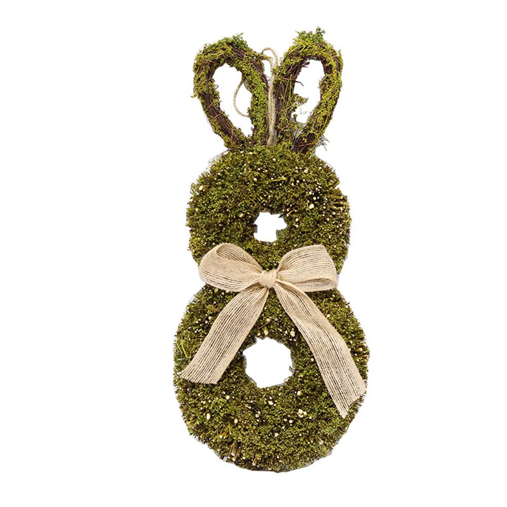 

Wreath Artifical Rattan Rabbit Shape Garland With Bow Diy Crafts Base For Easter Front Home Wall Doors Desktop Decoration Green