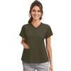 Women's Fashion V-neck Short Sleeve Workwear With Pockets Printed Tops