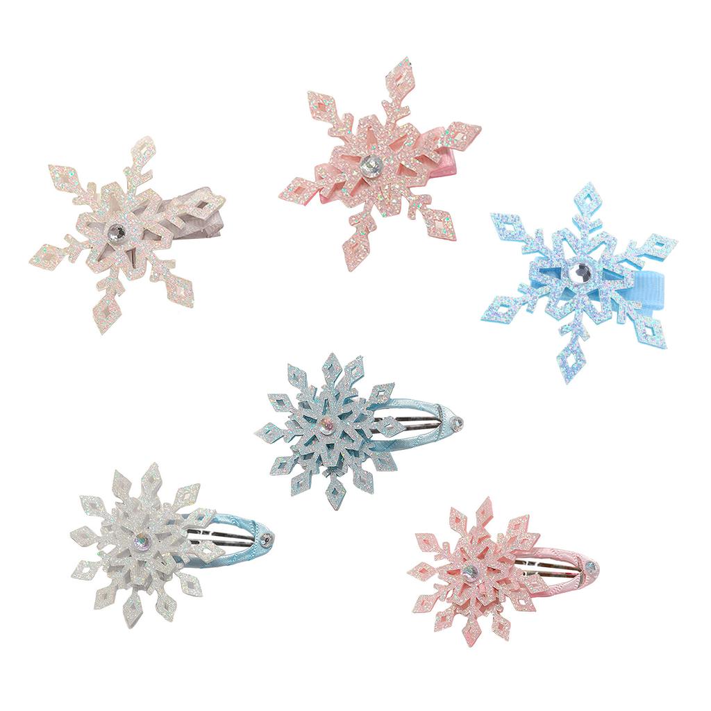 Snowflake Hair Clip Christmas Barrette Sweet Christmas Flat Clip Hairpin Christmas Elegant Hair Clip for Bunches