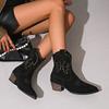Embroidered knight boots women's V-mouth thick heel fashion boots 2026 autumn new pointed large size European and American short boots