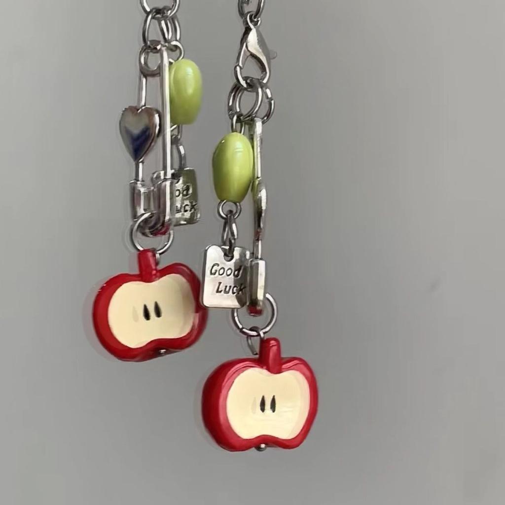 3D Fruit Phone Charms Pendant Cute Kawaii Y2K Love Handmade Bead Ins Korea Keychain Cases For iPhone 13 Schoolbag CCD Camera