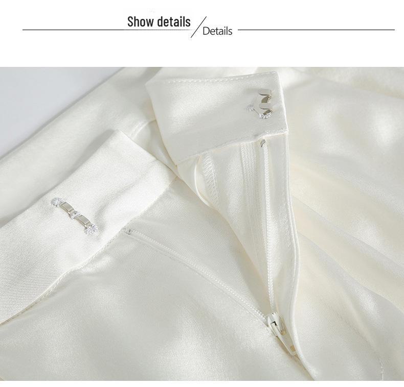 2025 Women's Mulberry Silk Wide-Leg Pants: Loose, White, Straight, Large Size, Casual Spring/Summer Wear