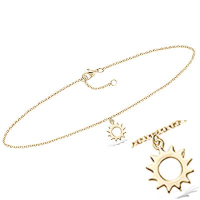 [Q8240] - Gold Plated Anklet 'Sun' - 25 Cm 10 Mm