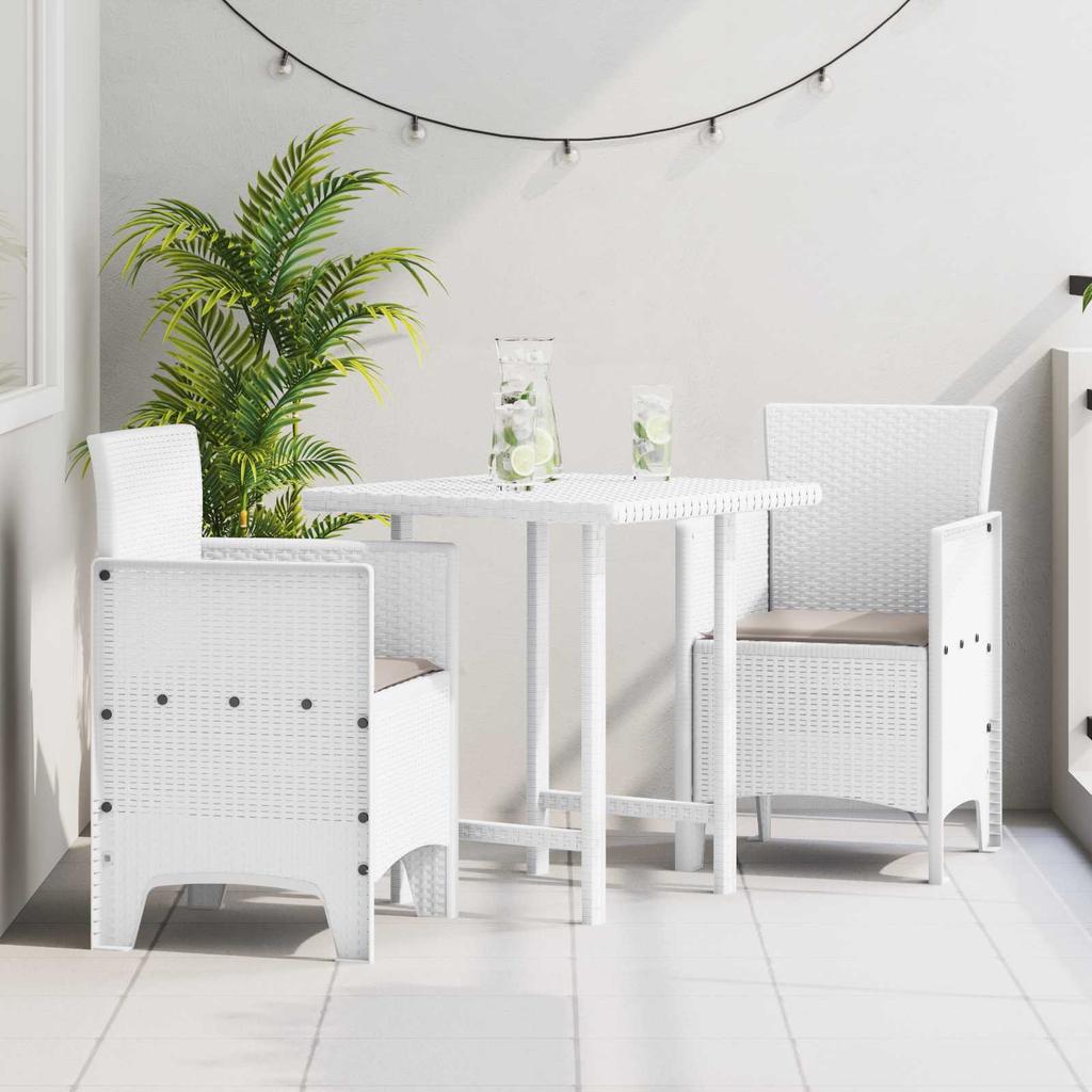 Garden Chair with Cushion 2 pcs White 53 x 49 x 85 cm Polypropylene