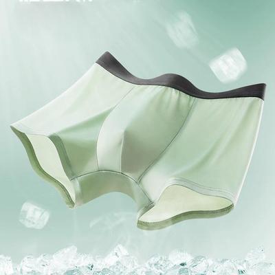 Herren-Boxershorts aus Eisseide: Übergröße, Atmungsaktiv, Schritt aus reiner Baumwolle, Vier-Ecken-Design