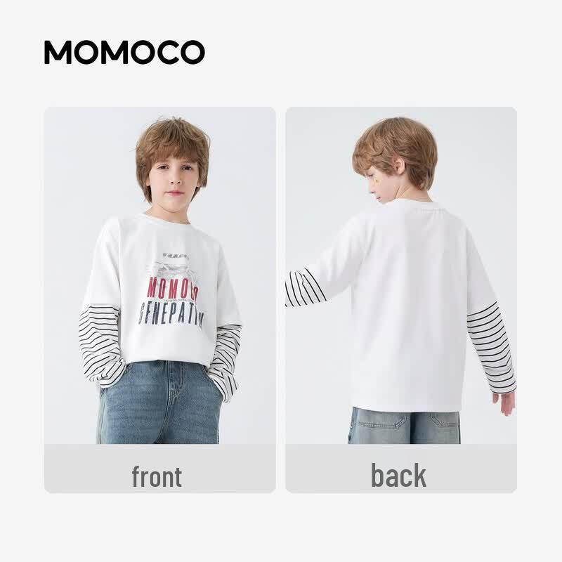 MOMOCO Youth Long-Sleeve Color-Block Faux Two-Piece T-Shirt