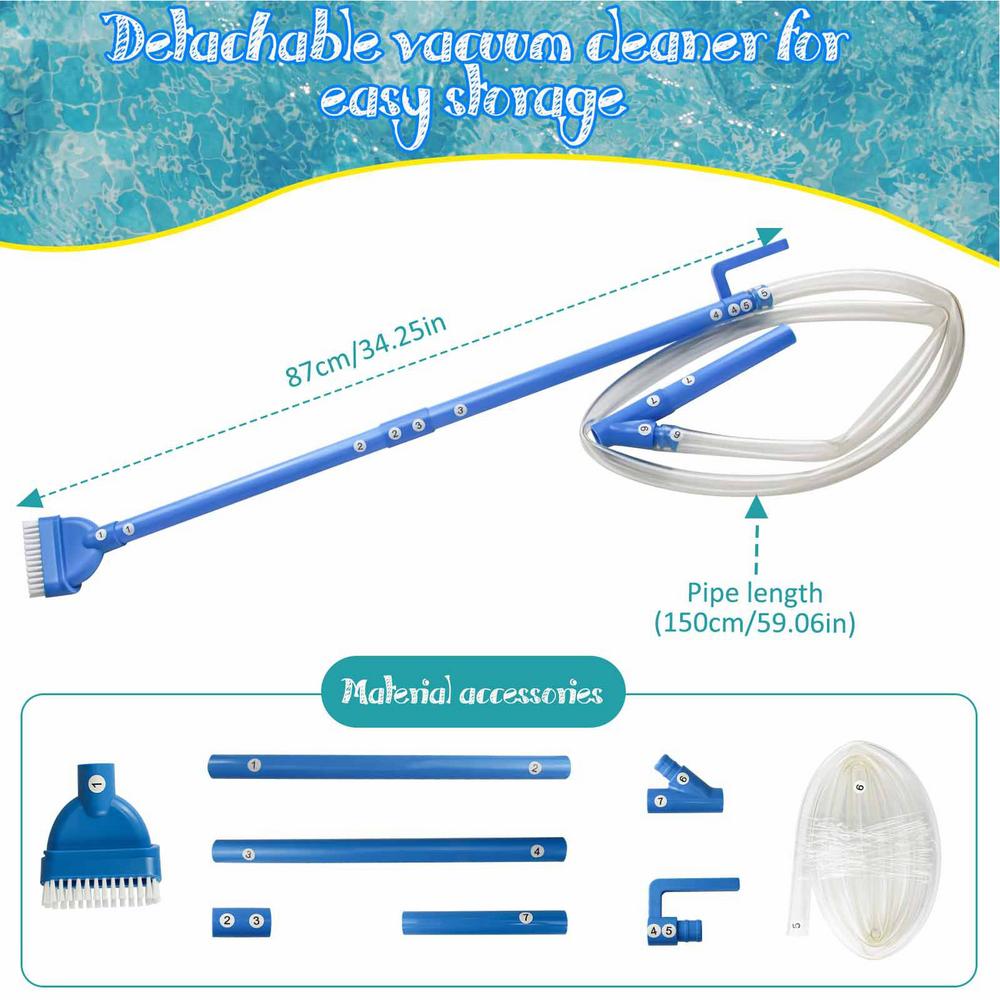 

Handheld Pool Vacuum Cleaner for Spas Hot Tubs Small Pools Efficient Cleaning Tool Device for Dirt Algae Sand From Bottom Water синій