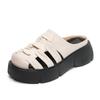 Fashion 5CM Ethnic Weave Cow Genuine Leather Mary Jane Slipper Platform Wedge Flats Hollow Women Ladies Shoes Sandals Summer