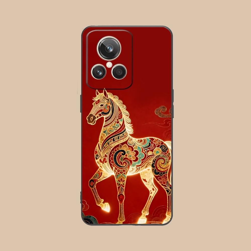Golden Horse Year Mobile Phone Case for Realme GT 8 Neo Pro C75 73 71 C67 65 C55 53 C35 31 C20 15 Colorful Printing Cover Cover