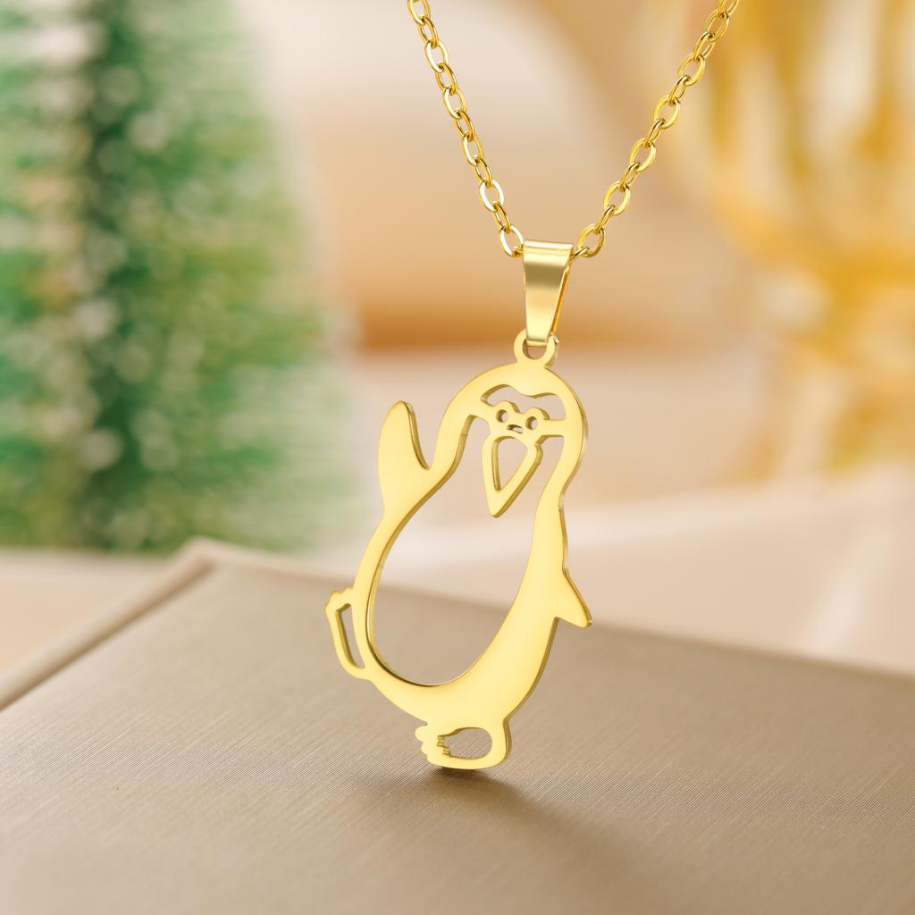 Cazador Walking Penguin Women's Necklace Cute Stainless Steel Animal Neck Chain Birthday Valentine Gift 2026 Jewelry New Trendy