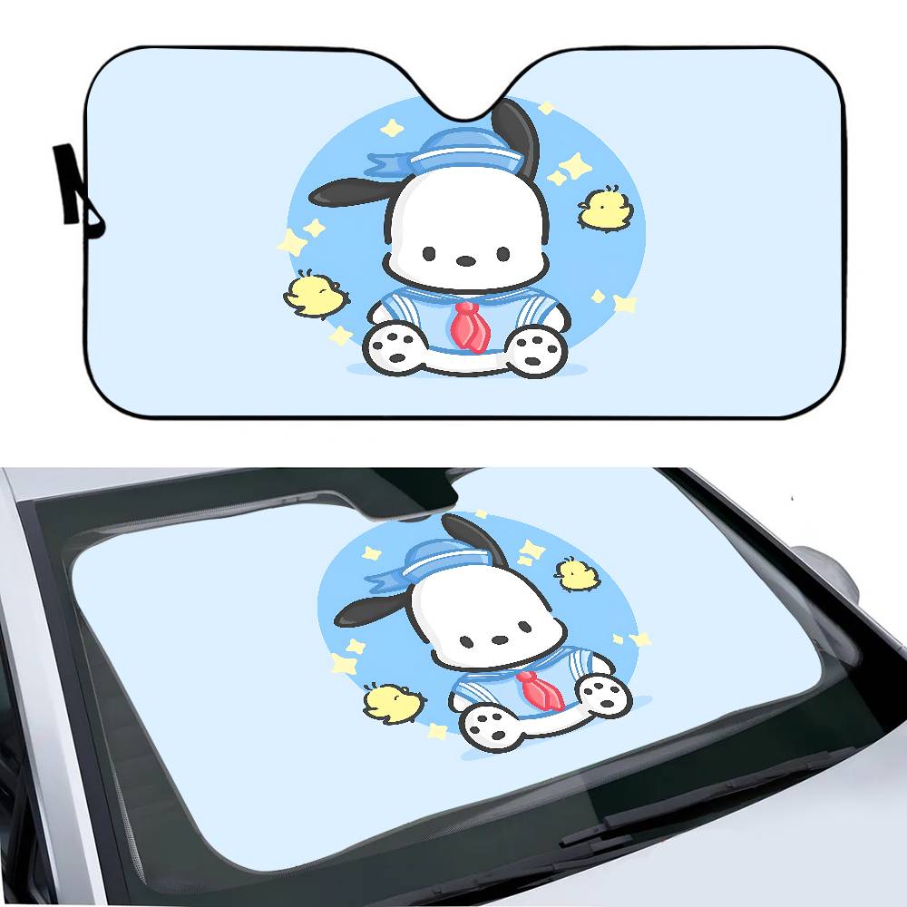Cute Cartoon Puppy P-Pochacco Windshield Sunshade Anime Cute Car Front Windshield 70x130cm Sun Visor Heat Reflector