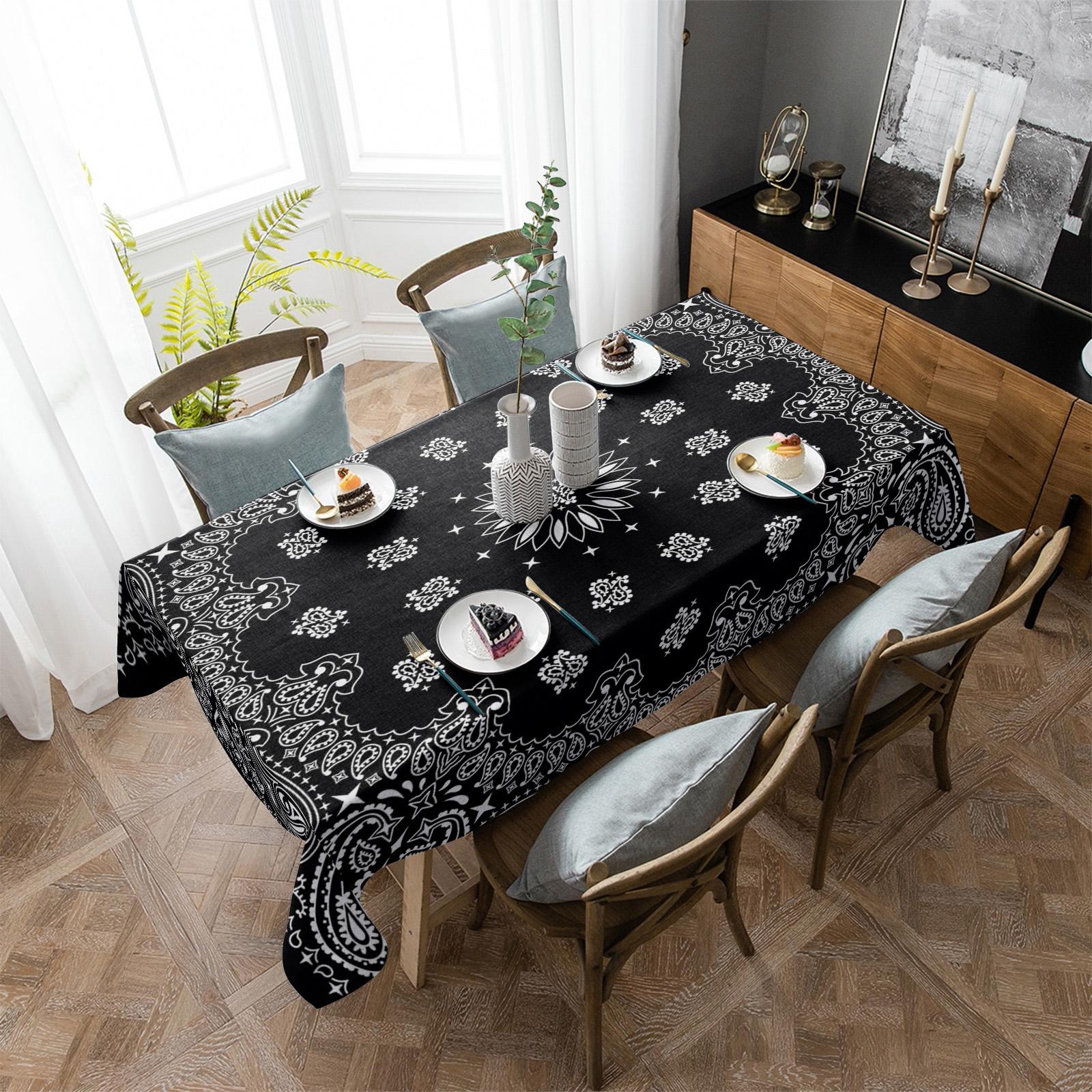 

Черная бандана скатерть Праздничный декор Водонепроницаемые прямоугольные скатерти Свадебный декор Крышка стола