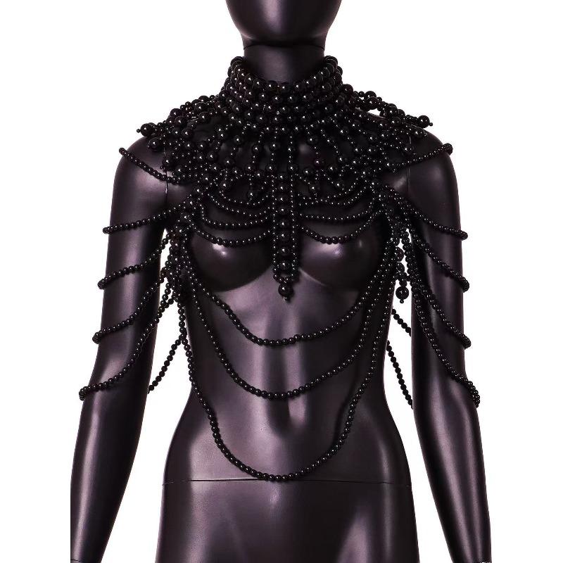 Wind Skinny Sexy Exaggerated Heavy Industry Handmade Beaded Multi-layer Pearl Shawl Sexy Body Chain