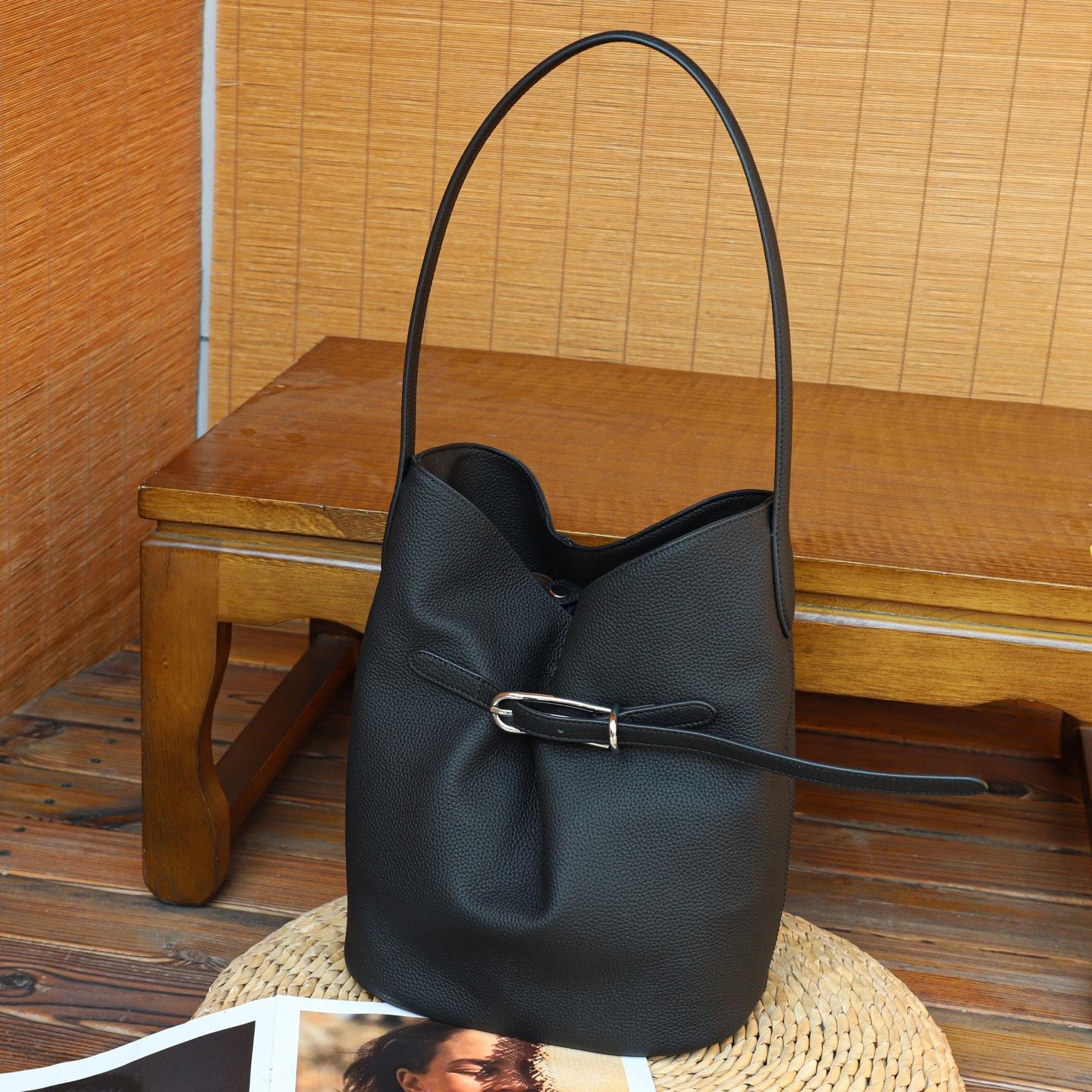 

Bucket Bag Women S Autumn And Winter Commuting Leather Women S Bag High-End Feeling Shoulder Underarm Bag Versatile Women S Bag 35*16*30CM чорний
