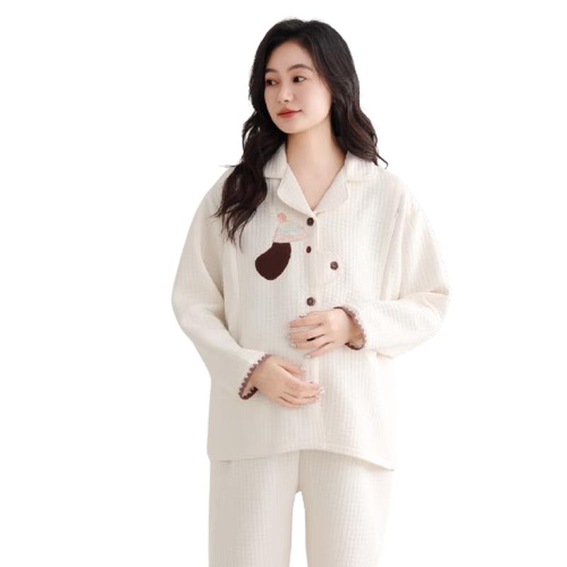 JOYNCLEON Теплый зимний пижамный комплект с воздушным слоем для беременных и кормящих XL