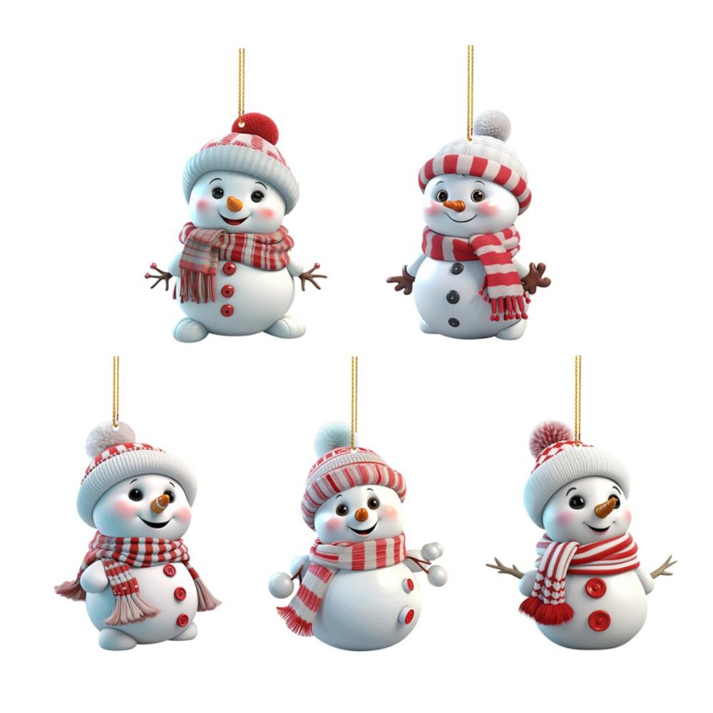 

5 шт./компл. 2D Снеговик Акриловая Автомобильная Подвеска Акриловая Рождественская Подвеска для Зеркала Заднего Вида Новый Год 5pcs/set