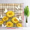 Vintage Pink Roses & White Butterflies On Rustic Wooden Planks Waterproof Shower Curtain For Bathroom Decor