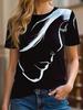 Women's Simple Line Graphics T-Shirts Casual Short Sleeves O-Neck Tops Loose Comfortable Tees Oversize Clothes Woman's Clothing