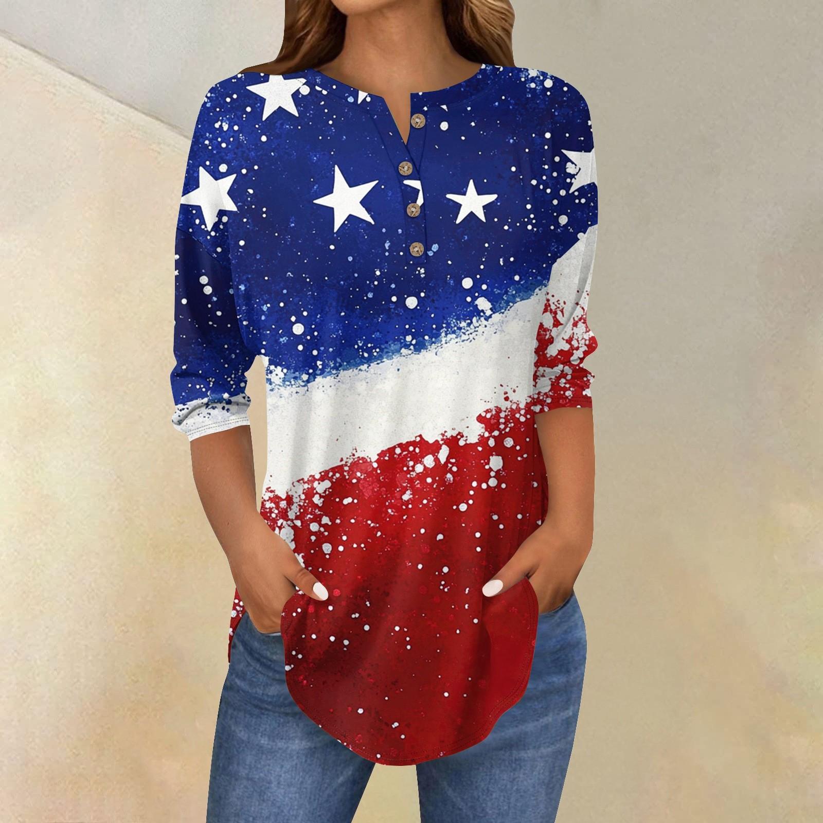 

Женские топы с рукавами 3/4, повседневные блузки, свободные туники, футболки на пуговицах XXL