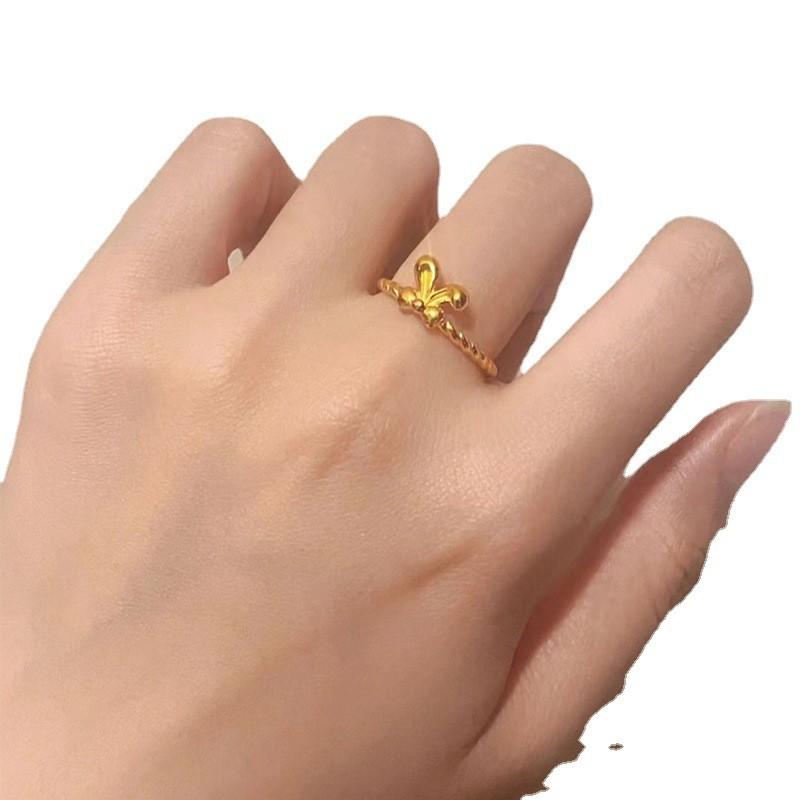 Copper Unique Adjustable And Gold Bowknot Rabbit Ear Ring For Women Stylish