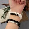 Natural Stone Bracelet Beaded Obsidian White Crystal Couple Elastic Stacking Wearing Hot-selling Bracelet.