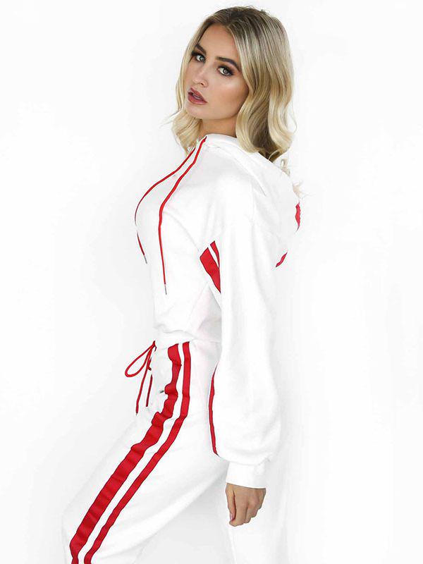 Women Casual Sweatshirt Sports Pants Hooded Cropped Sweatshirt