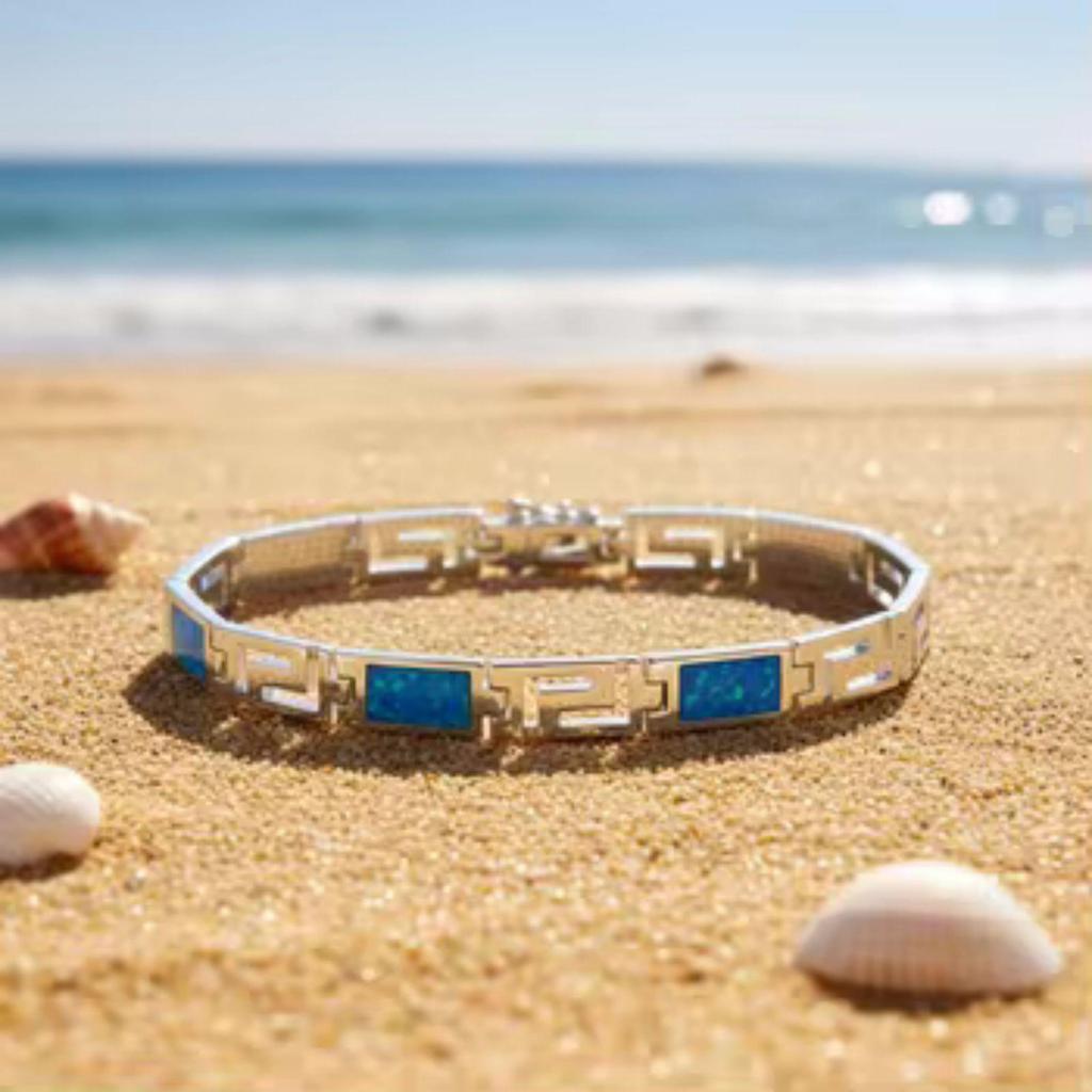 Hawaiianische Opal Halskette & Armband Set mit bunten Edelsteinen