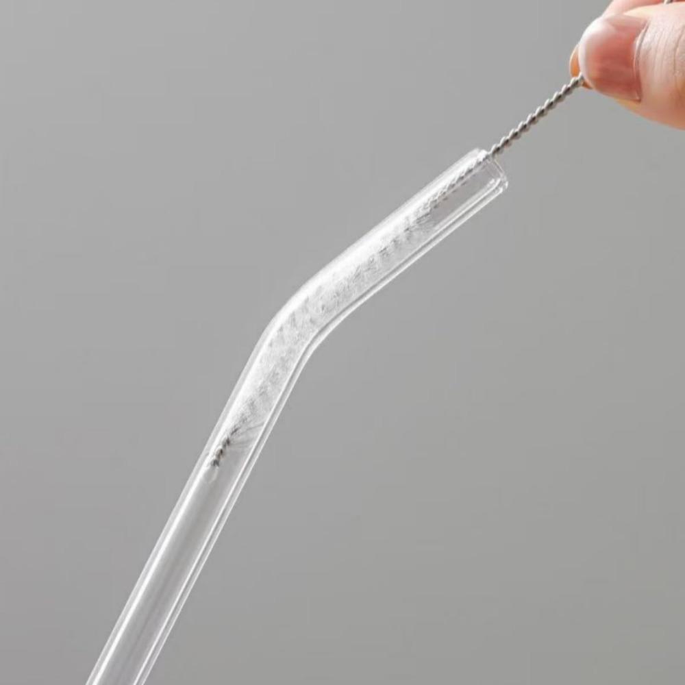 4 Pack Set of Straws for Milkshake, Smoothie, Pearl Milk Tea, Clear Glass Straws, Stanley Cup Accessories with Cleaning Brush