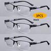 3PCS Anti Blue Reading Glasses Men Half-frame Glasses Business Style Male Eyeglasses For Old People Glasses With Grade +100~+400