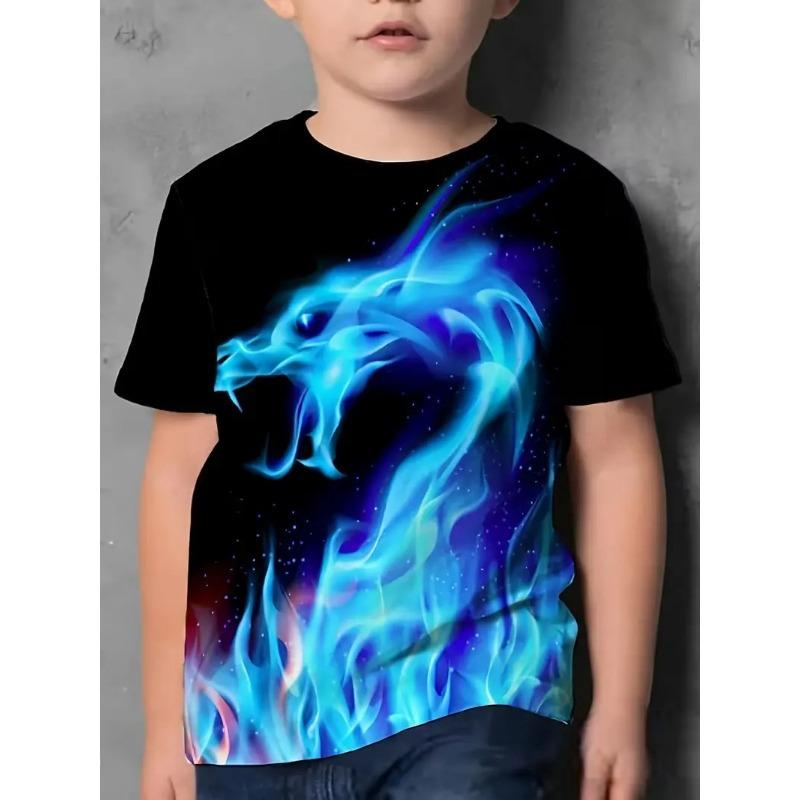 Kids T-shirt 3d Print Summer New Boys' 3D Sexy Design Gradient Round Neck Short Sleeved T-shirt