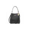 Town 21 Classic Solid Color Snap Closure Leather Bucket Bag Hand Crossbody Shoulder Bag Small Size Women's Black