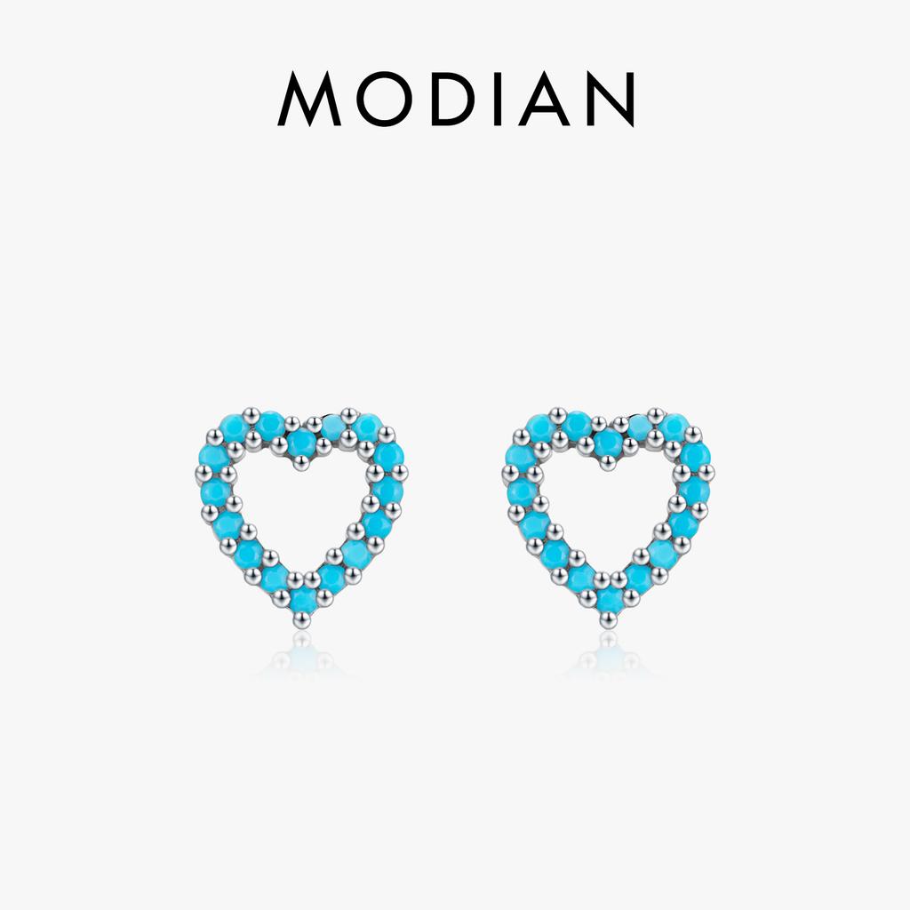 Simple 925 Sterling Silver Exquisite Romantic Turquoise Hearts Stud Earrings For Women Birthday Gifts Jewelry
