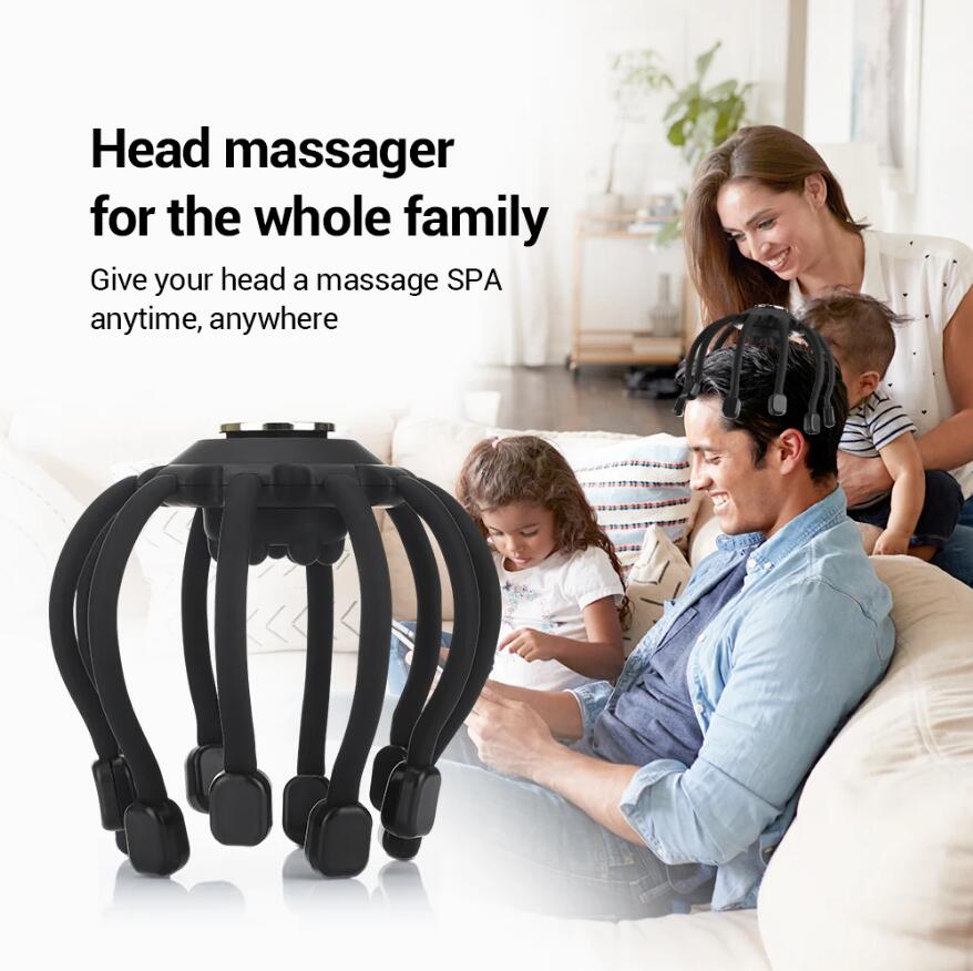 Electric Head MassagingTool Octopus Scalp Massage Bluetooth Music Vibration Head Scratcher For Relax & Stress Relieving Improve Sleep